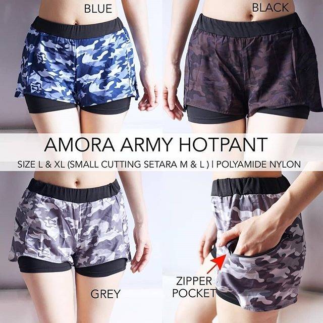 AMORA ARMY HOTPANT - BAJU SENAM - BAJU OLAHRAGA WANITA - BAJU ZUMBA - BAJU AEROBIC - BAJU YOGA