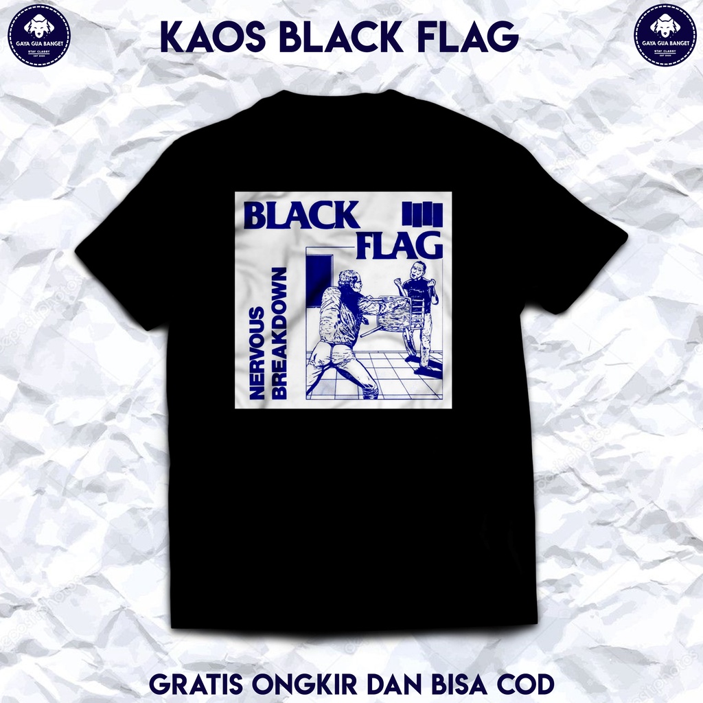 Kaos Band Black Flag. T Shirt Musik Punk Rock Band Black Flag Original.