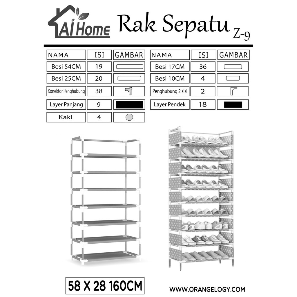 PROMO !! Rak Sepatu Portable 9 SUSUN MOTIF POLKADOT  RAK Sepatu 9 Susun Rakitan rak baju rak tas Shoes Rack with Dust Cover Rak murah