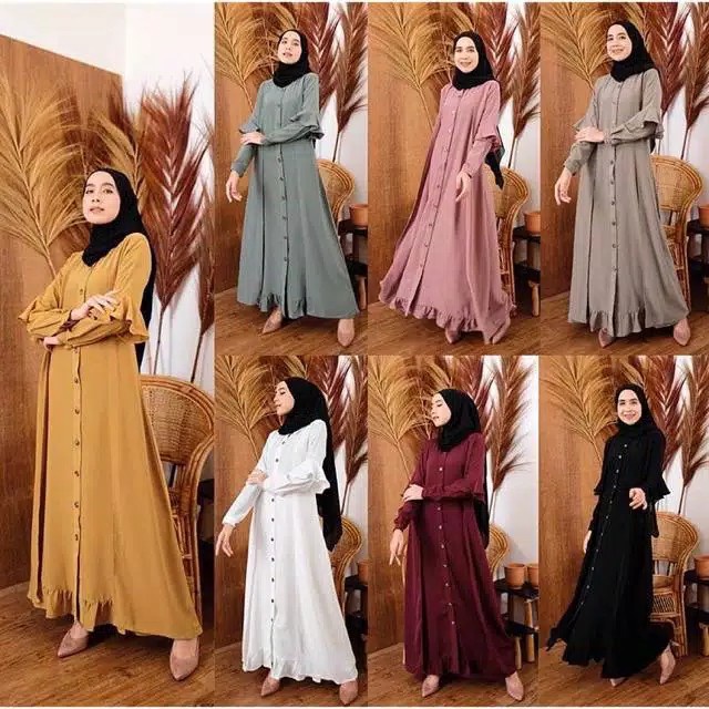 Gamis Wanita Branded Mewah Cewek Simple Motif Elegan V1T2 Korean Style Muslim Ori Dewasa Jumbo Syar'
