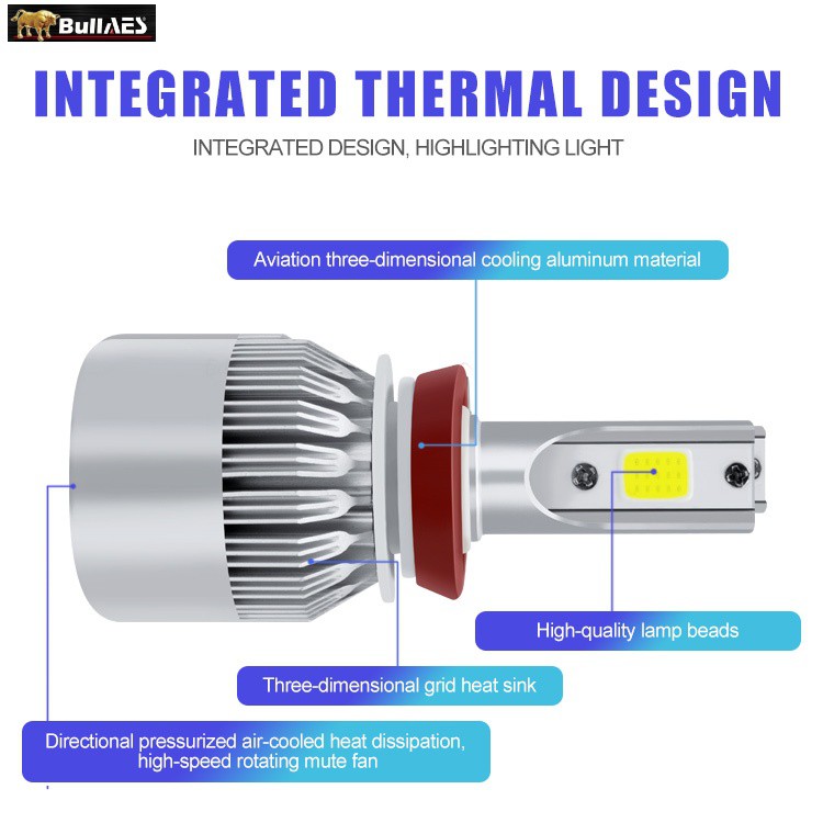 Lampu C6 LED 36 W COB Mobil Motor SOCKET H11 BERGARANSI