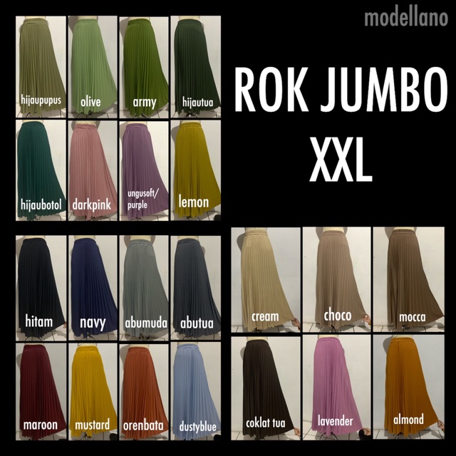 ROK PLISKET JUMBO XXL PAYUNG PLEATED SKIRT MURAH MUSLIM IBU ACARA POLOS ROK PANJANG PAYUNG MAYUNG