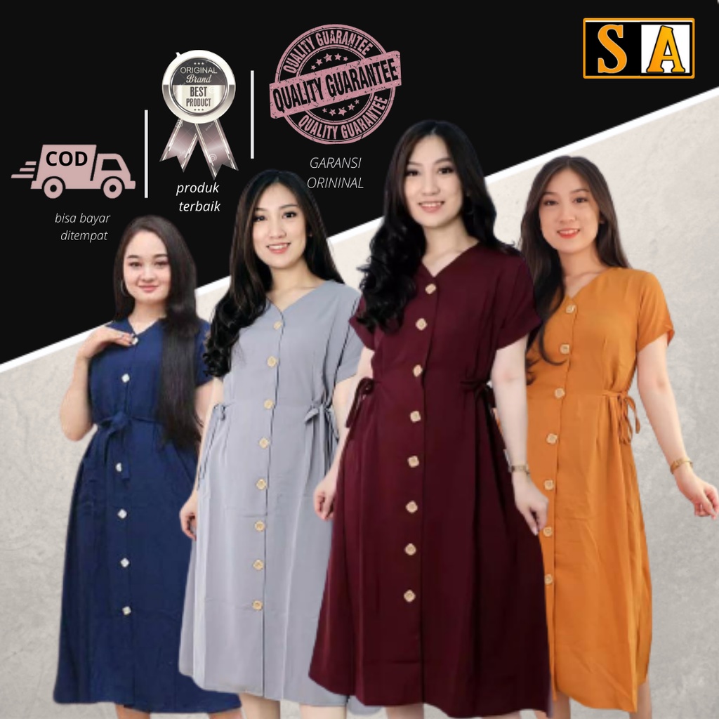 dress wanita casual Korea pesta lengan pendek import busui pendek