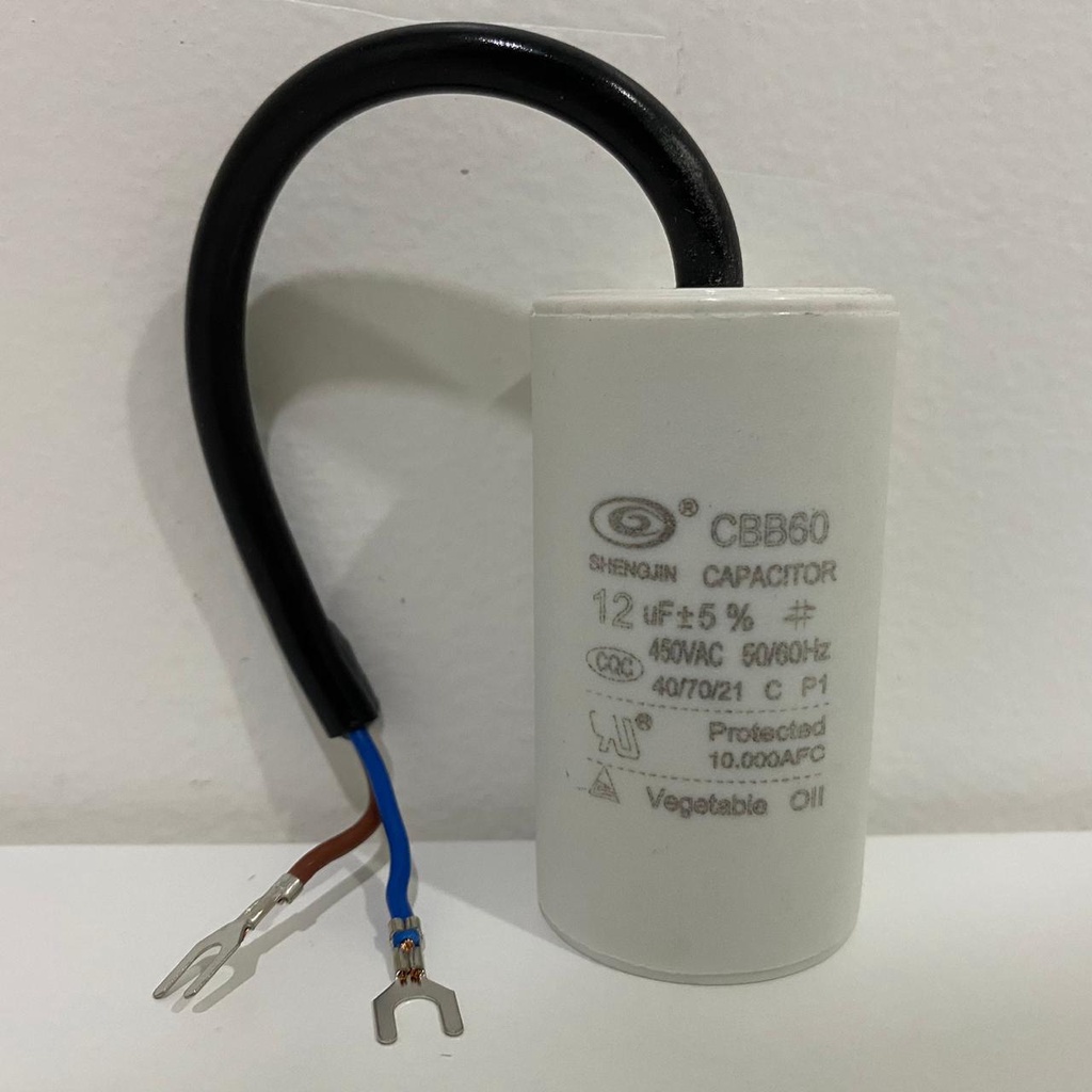 Kapasitor 12 uf 450V Bulat Kabel / Capacitor Pompa Air 12uf Bulat