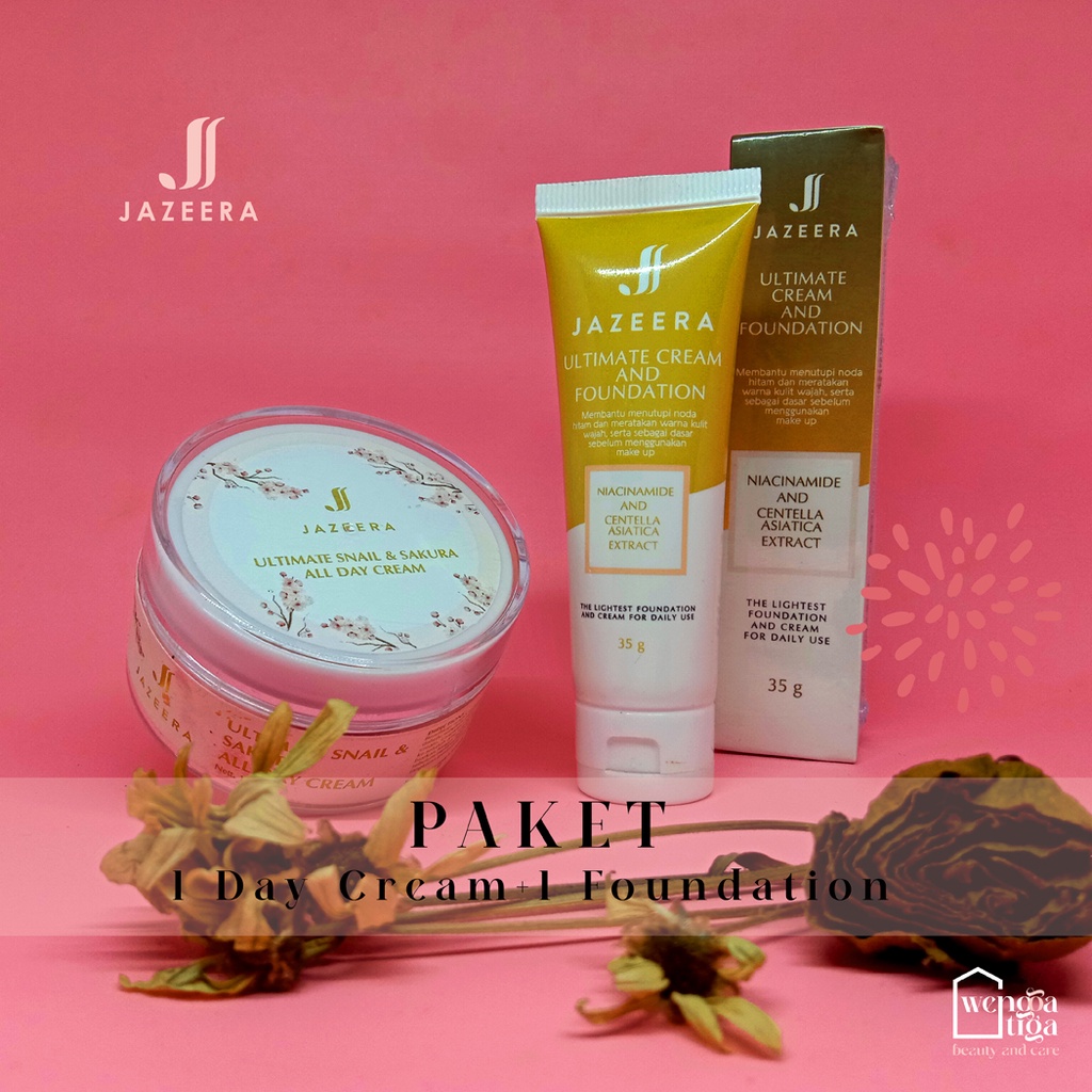 JAZEERA PAKET 1 DAY CREAM + 1 FOUNDATION | PAKET HEMAT | JAZEERA LANDASAN ULIN BANJARBARU