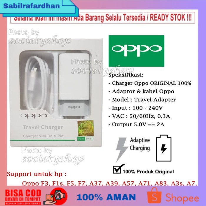[PROMO TERBARU] ORIGINAL Charger Hp Oppo Casan Carger F1S F3 F5 F7 A37 A39 A57 A71 A3S