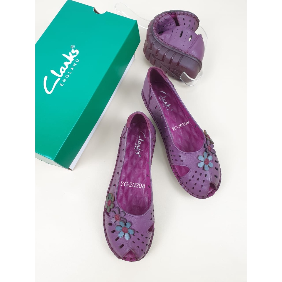 Clarks YC20208 myosotis flowers leather flat