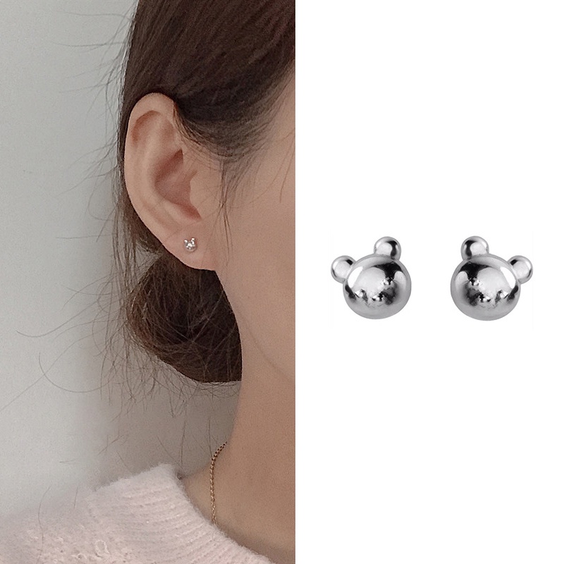 Anting Stud Mini Bentuk Beruang Untuk Wanita