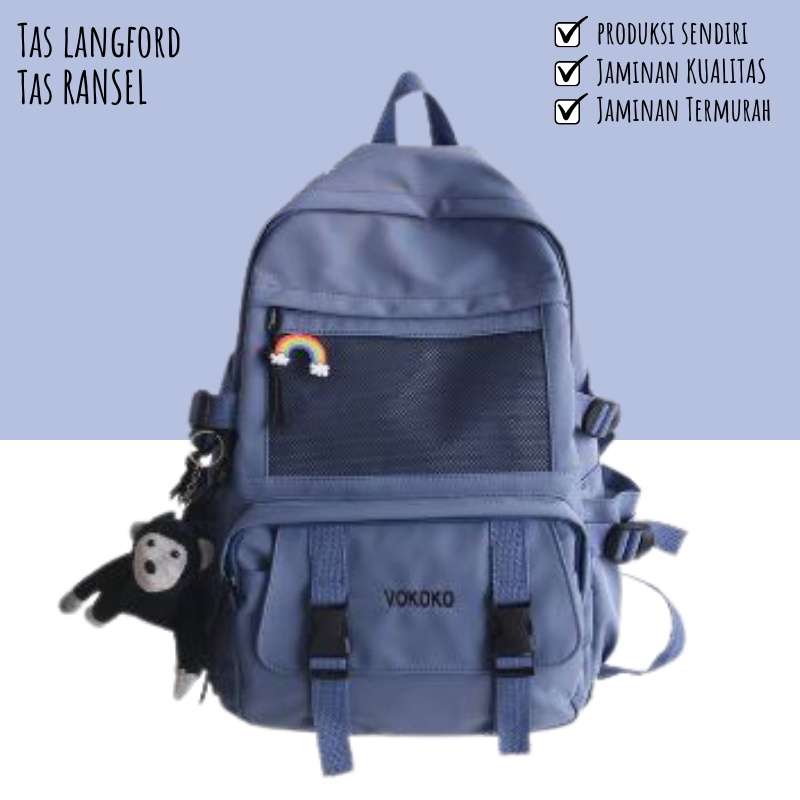 Tas Ransel Punggung Backpack Kanvas Bahu Simple Kekinian Model Kasual Termurah Gaya Terbaru Korea Remaja Travel Pria Wanita Cewek Cowok