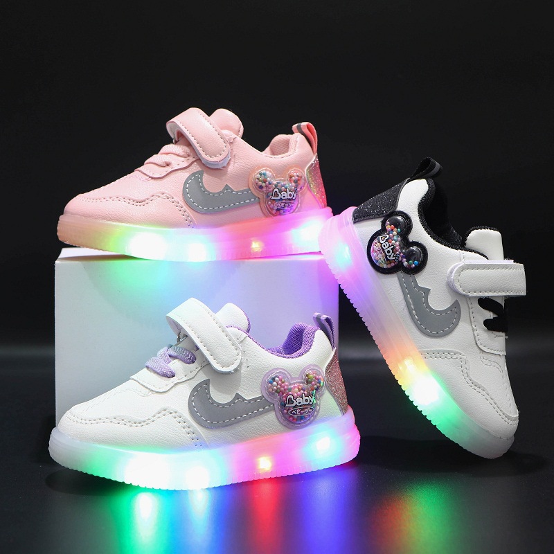 Juragan Junior [COD] Sepatu MAIKY Lampu LED Anak Perempuan Import Size 21-30