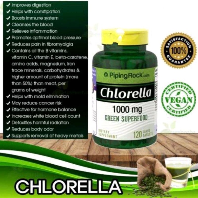 Piping Rock Chlorella 1000 MG Detox Digestive Immune (120)