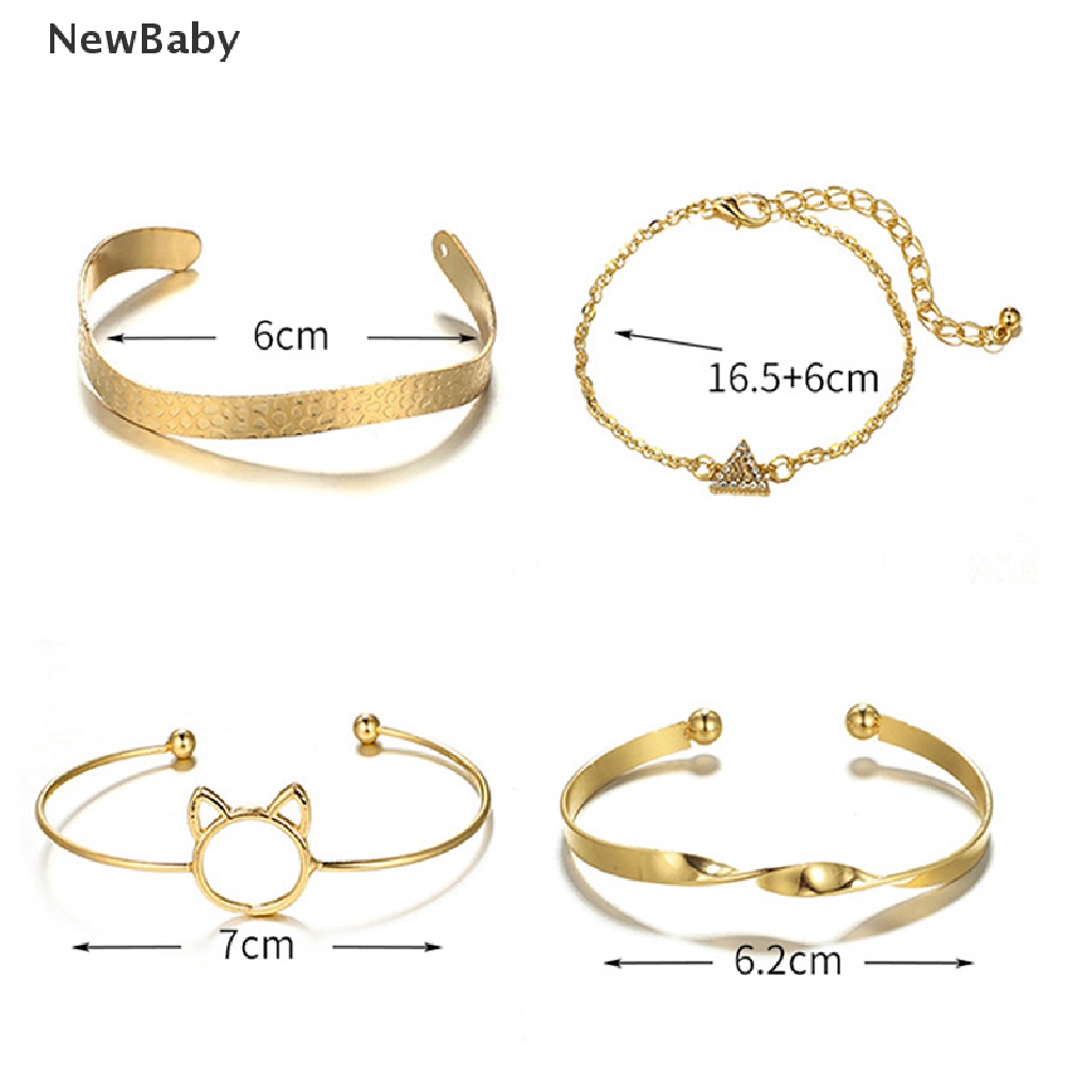 4 Pcs / set Gelang Rantai Geometris Untuk Wanita