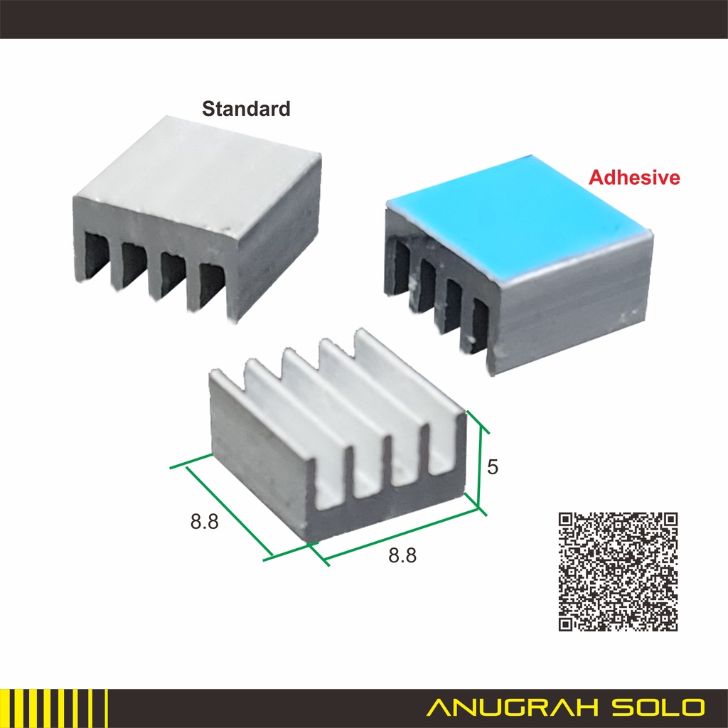 Aluminium Heatsink Pendingin 8.8x8.8x5mm Heatsink Pendingin Heat Sink