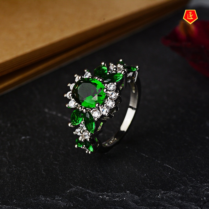 [Ready Stock]Emerald Women's Ring Creative Fashion Accessories