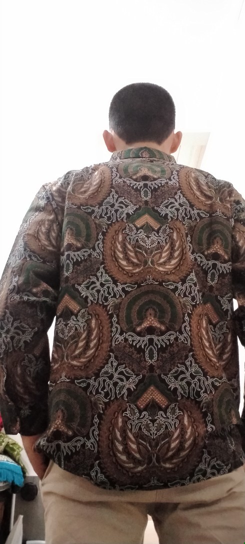 Kemeja Batik Pria Lengan Panjang Lapis Furing Minulya Gondongen  Hijau