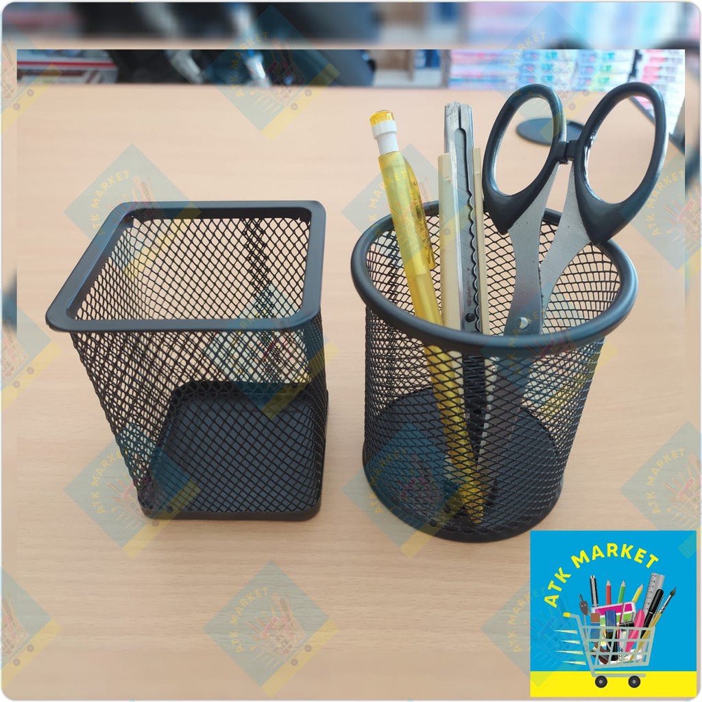 

Pen Stand / Pen Organizer / Rak Alat Tulis Jaring Besi Bulat dan Kotak