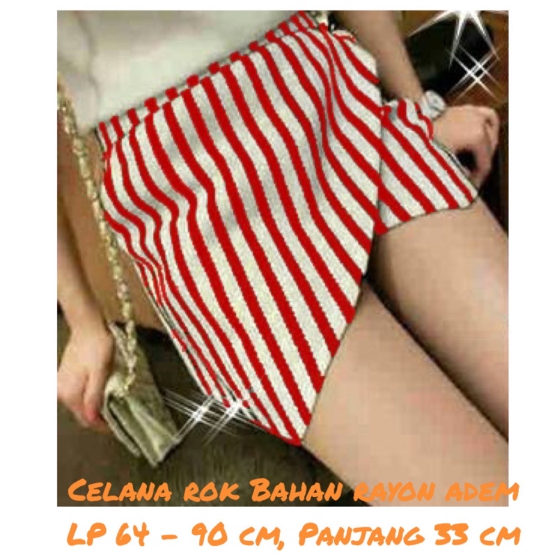 sale celana rok wanita / rok celana/ celana rok salur bahan rayon