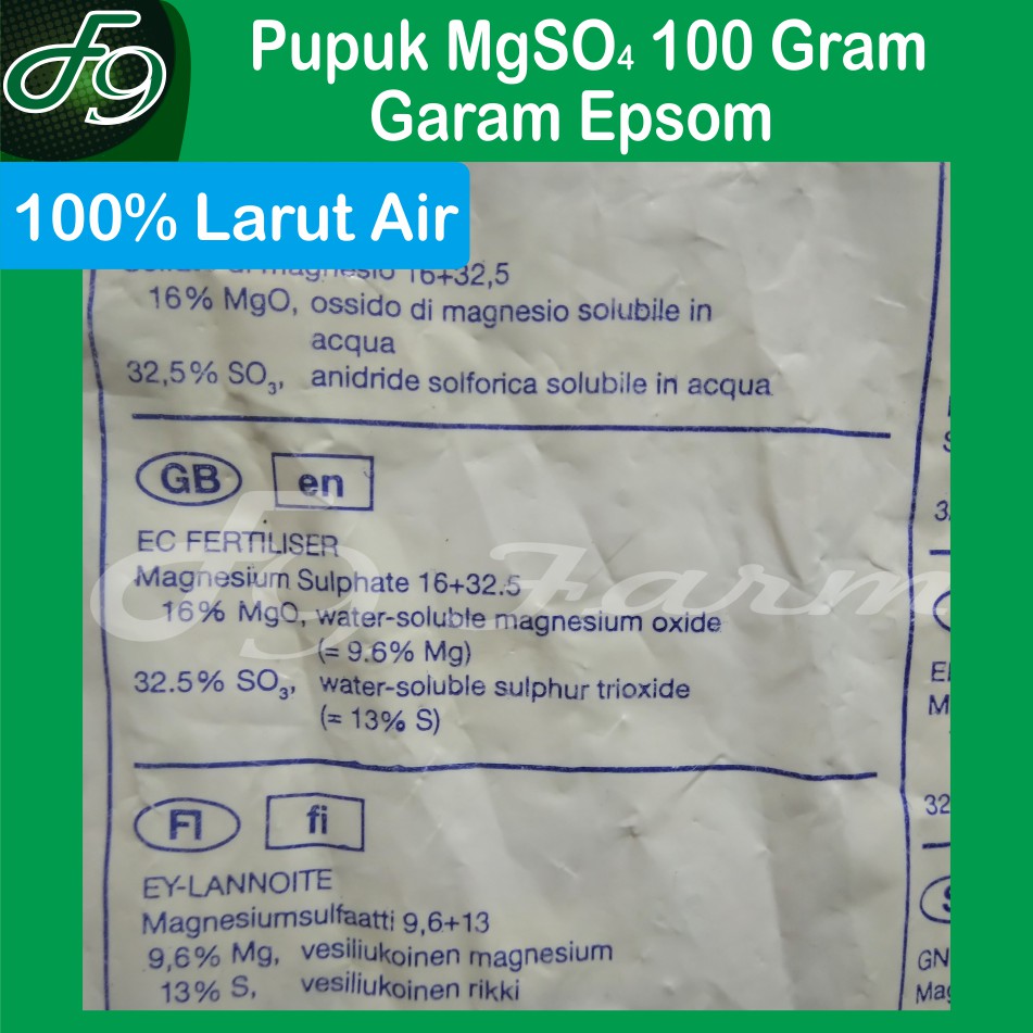 Pupuk Magnesium Sulfat MgSO4 Garam Inggris Epsom 100 gram