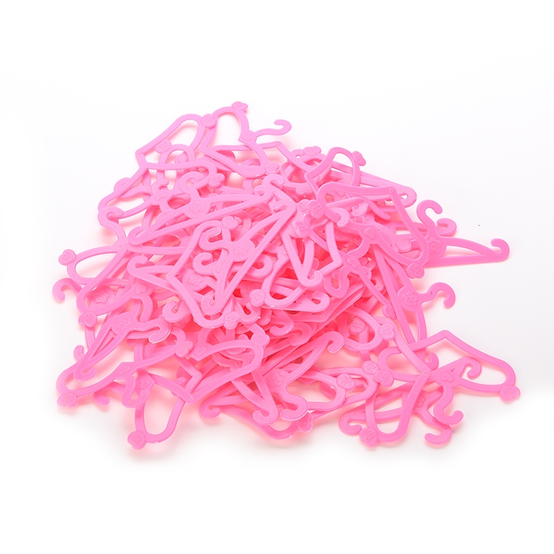 50pcs Gantungan Baju Warna Pink Untuk Boneka Barbie