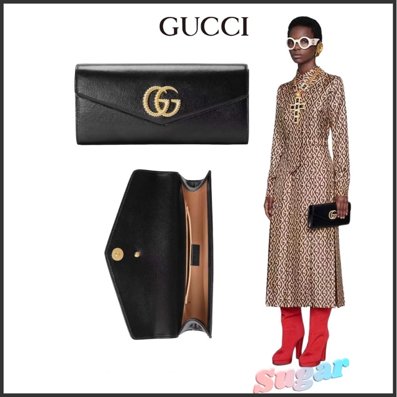 GUCCi wallet/double G gold/black/wallet/coin purse/cell phone bag
