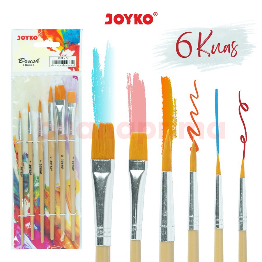 

Kuas Lukis Joyko BR-5 Brush Set isi 6 Kuas Cat Air Arcylic Poster Colour