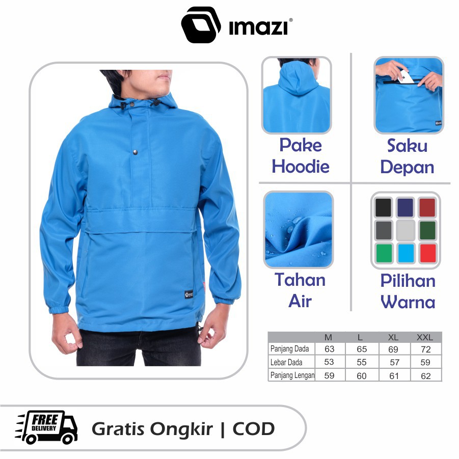 (JAKET ANTI AIR) Jaket Parasut Taslan Cougle Doraemon Original Imazi Waterproof Turkis