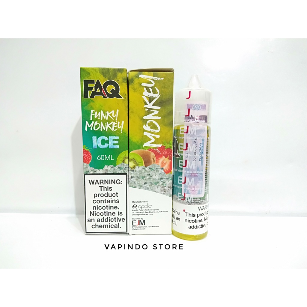 NIC 6MG EJM FUNKY MONKEY ICE BY FAQ 60ML PREMIUM E LIQUID EJUICEMURAH