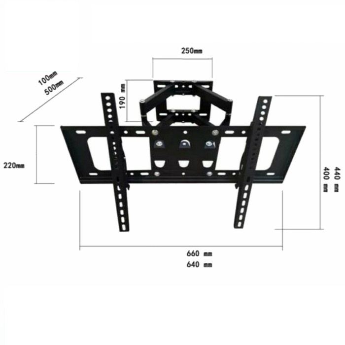 Braket/Breket/bracket TV LED LCD 49 50 55 60 65 70 inci Swivel 6 Arah Import Full Motion Cantilever Mount