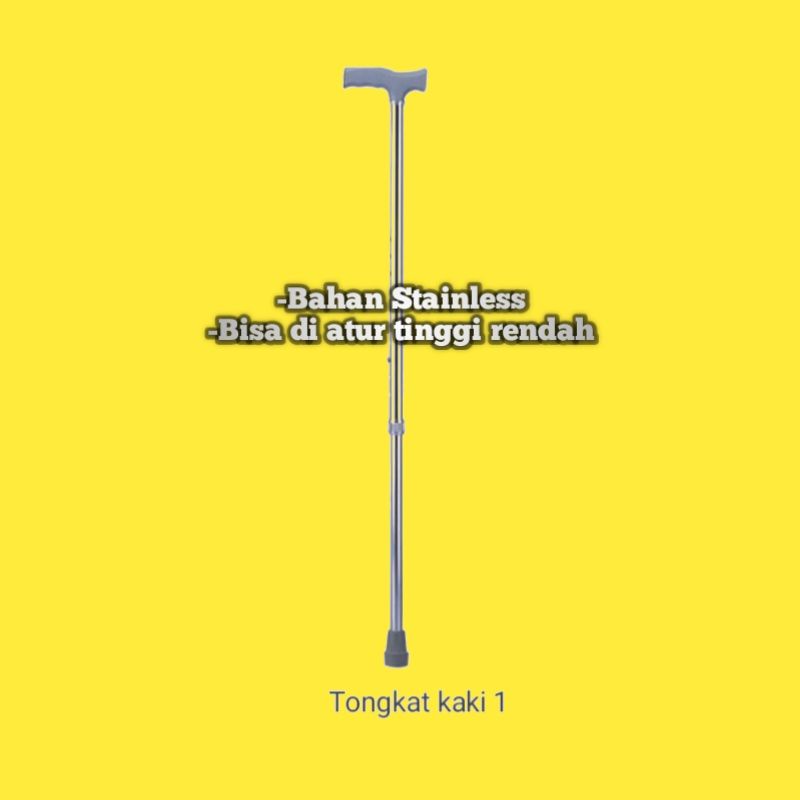 Tongkat Jalan Orang Tua /Tongkat 1 Kaki / Tongkat Kaki 1 Satu Lurus/Alat Bantu Jalan/Tongkat Medis Ringan Kuat Tahan Lama Bisa Diatur Turun Naik Anti Slip