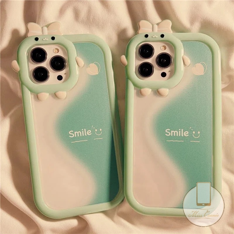 Casing Smile Splicing Hijau Gelombang Untuk Samsung A14 A03s A04 A04E A53 A12 A50s A32 A13 A03 A52 A50 A04s A30s A22 A51 A23 A52s A31 A21s A73 A02s A11 A71 A53 Lensa Monster Kecil Soft Case