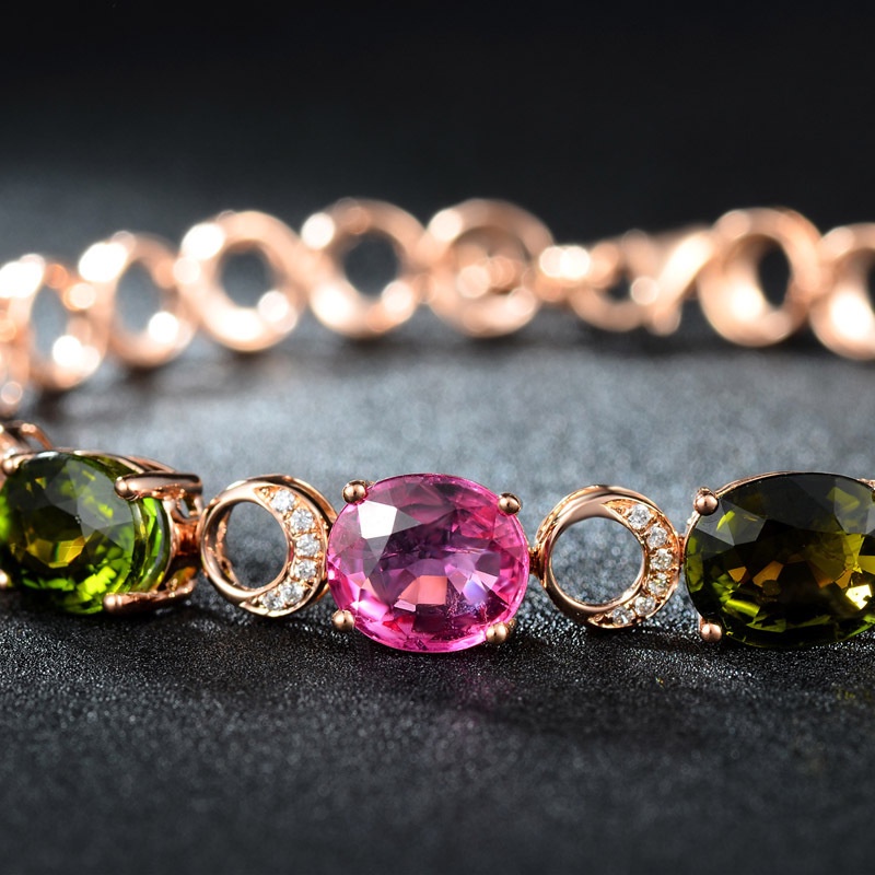 Gelang Zircon Warna-Warni Bahan Stainless Steel Lapis Emas Untuk Wanita