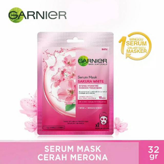 Garnier Serum Mask Sakura White 32g/Masker Wajah Garnier