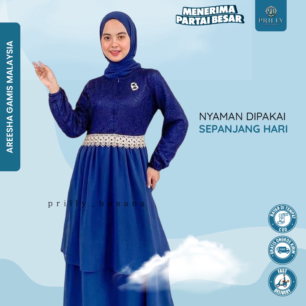 PB Prilly Busan - AREESHA GAMIS MALAYSIA BRUKAT RENDA - MALAY DRESS - MAXYDRESS MELAYU -  DRESS PESTA