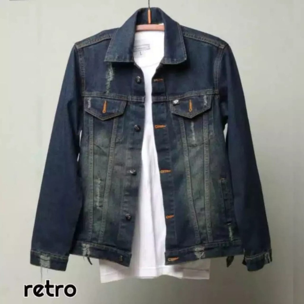 Jaket jeans denim dilan sobek destroy forward