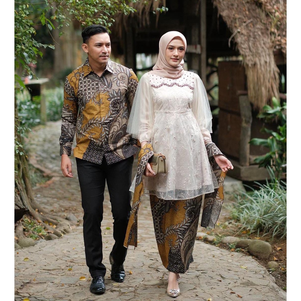 COD ADA JUMBO! COUPLE BRUKAT KINAN LUNA SET KEBAYA ROK COUPLE TUNIK BAJU KONDANGAN SARIMBIT PRIA WANITA KEBAYA MODERN//KEBAYA WISUDA LAMARAN KOMBINAI TULLE TUTU MUTIARA PAYET JAHIT//COUPLE SAGE GREEN VIRAL READY JUMBO XXL