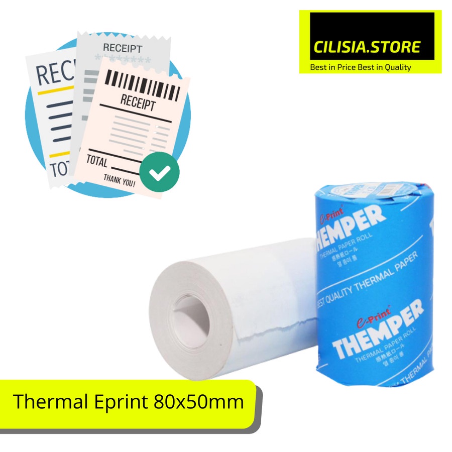

Kertas Kasir Thermal Eprint 80x50mm Coreless Kertas Struk Printer Thermal