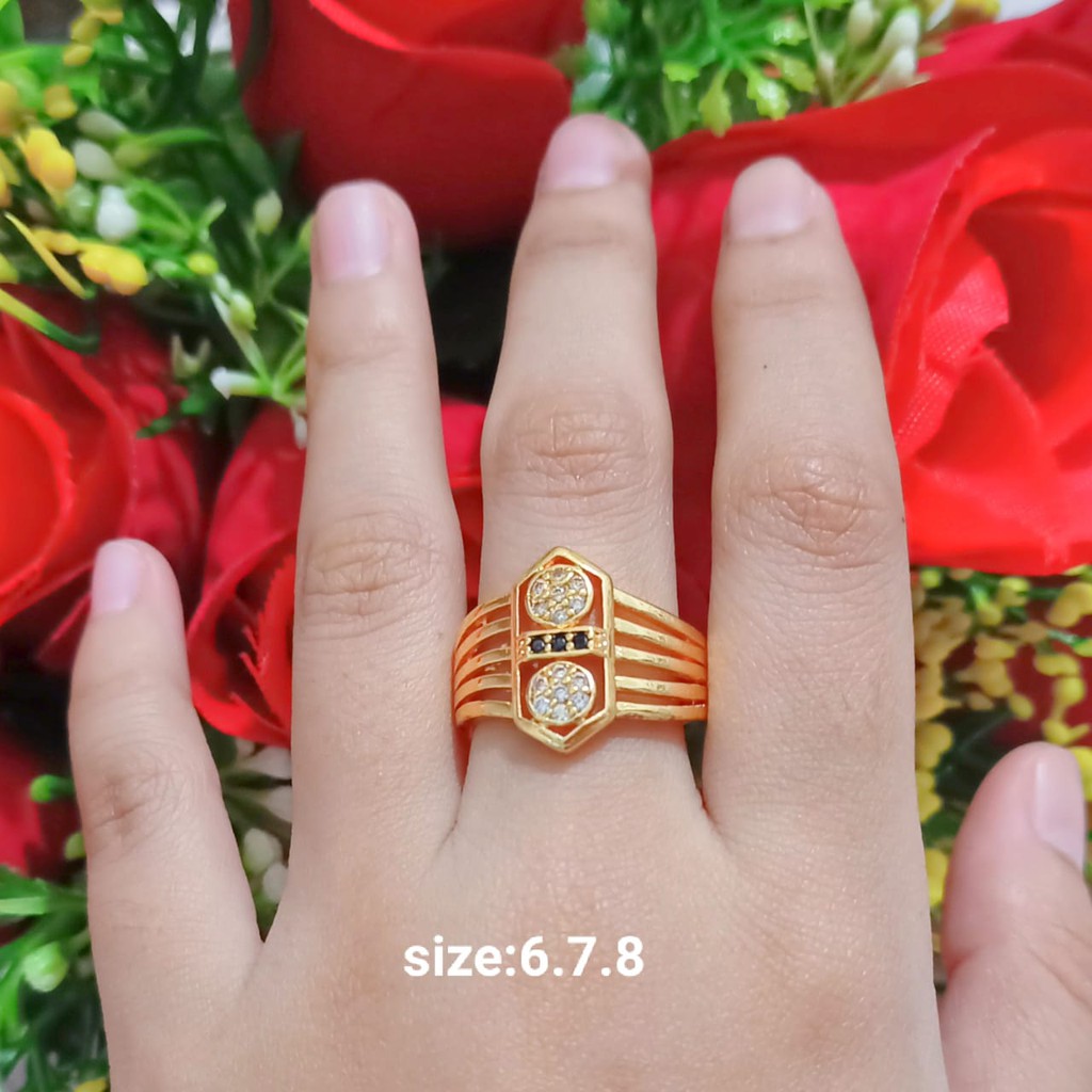 Cincin Dewasa Permata Zircon Gold Perhiasan Wanita (COD)