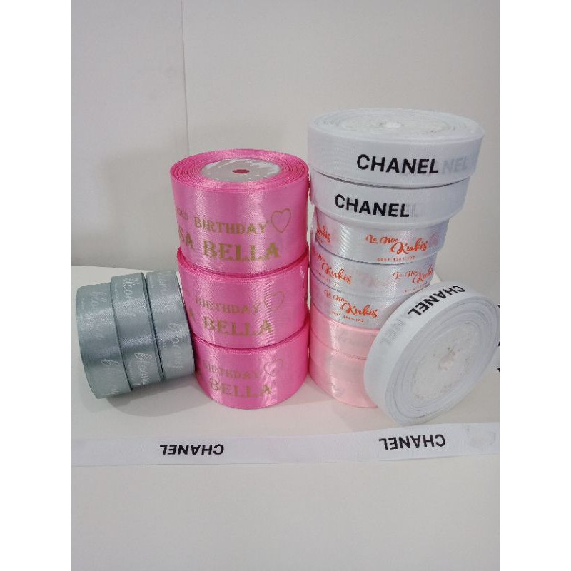 

label sablon / label pita satin / tali kado / label pakaian / tali dus