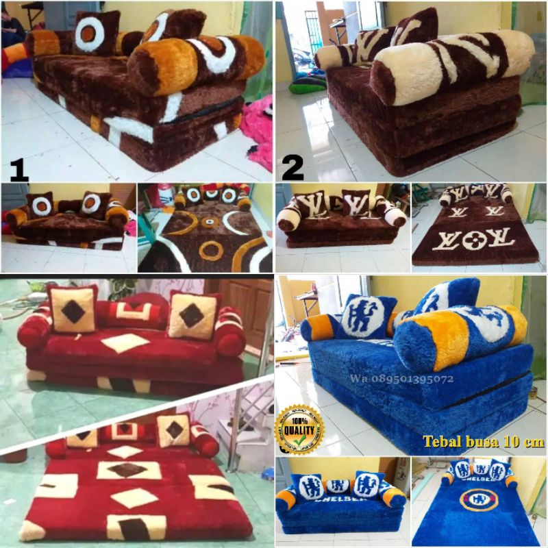 KASUR LIPAT BUSA INOAC/SOFABED KARAKTER BULU RASFUR HALUS TEBAL 10CM