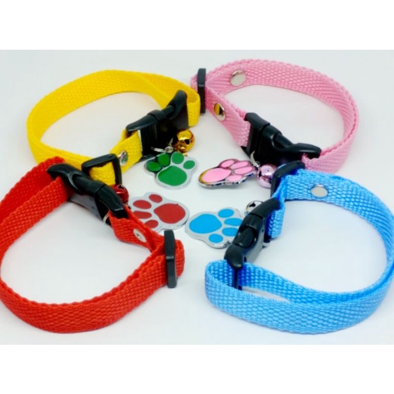 Collar nylon 1.5cm plus lonceng n liontin tebal kalung nilon anjing kucing musang kelinci