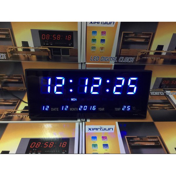 Hot Sale! Jam Dinding Digital LED Meja LED Clock 3615 Biru