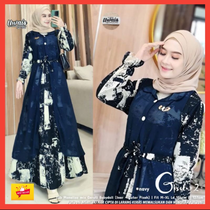 Ready Original Gisel  #2 #3 Gamis Monalisa Ceruty Dress Ori Uwais Gamis