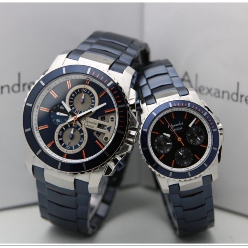 AC6455 Jam Tangan Couple Alexandre Christie AC 6455 Couple Original Biru Silver