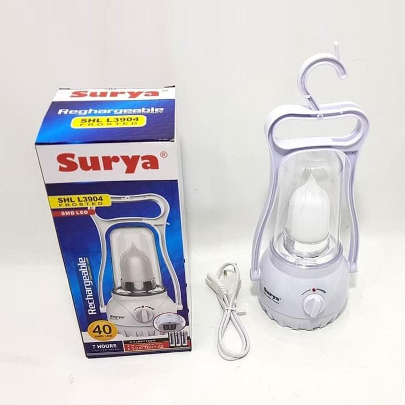 Surya Lampu Emergency Petromak SHL L3904x Frosted SMD 40 LED With Dimmer Switch Rechargeable 7Hours