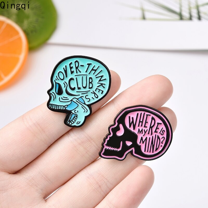 Bros Pin Enamel Bentuk Tengkorak Overthink Untuk Hadiah