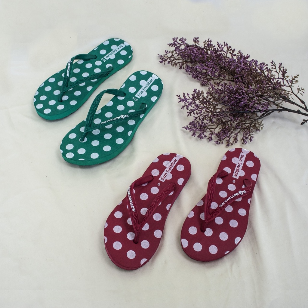 Sandal Jepit Sun Swallow Polkadot Wanita / Sandal Swallow