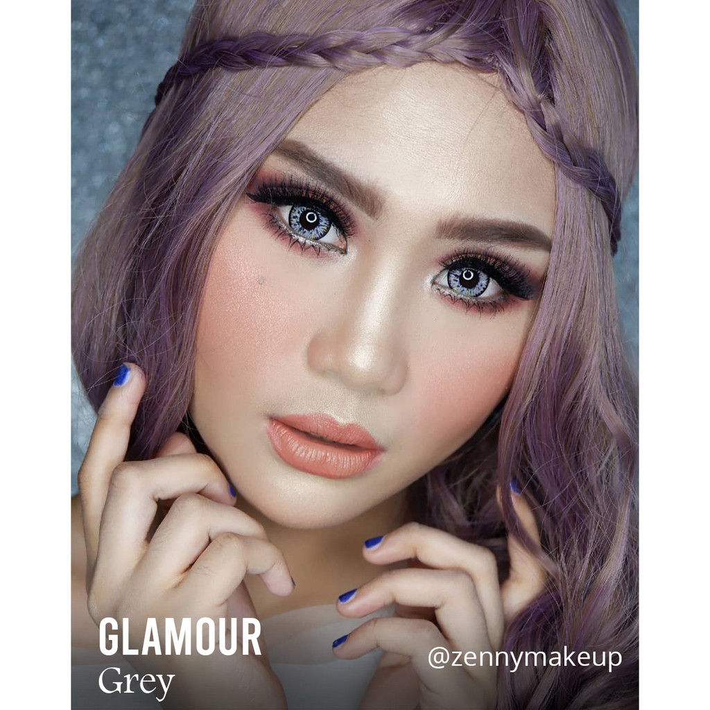 Softlens DOLLY EYE GLAMOUR Warna GREY Normal Beda Minus