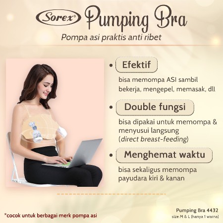 SOREX Hands free Pumping Bra menyusui handsfree nursing pompa asi  PUMPING BRA POMPA ASI SOREX 4432 Hands free BH Menyusui Pompa Asi Ibu sz S M lepas tangan bisa sambil bekerja original ori asli tidak perlu memegangi breast pump