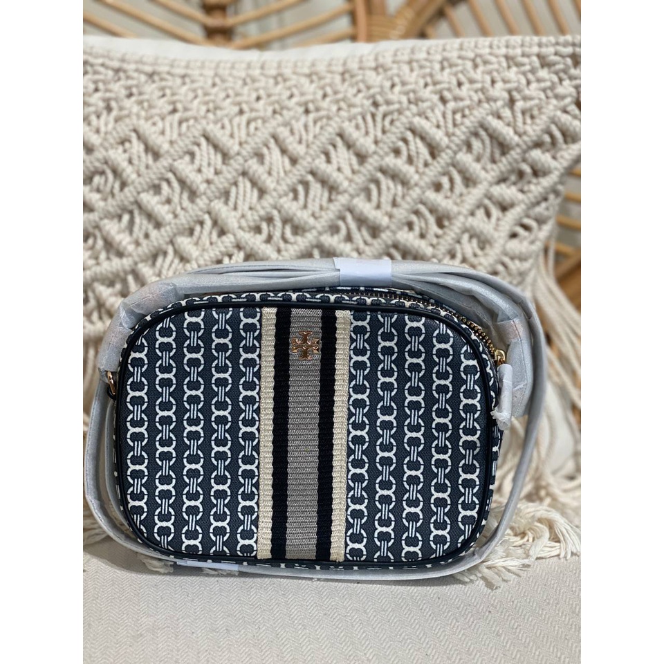 Tas Wanita Branded Tory Burch TB Gemini Link Coated Canvas Crossbody Mini Bag Black - 100% Original 