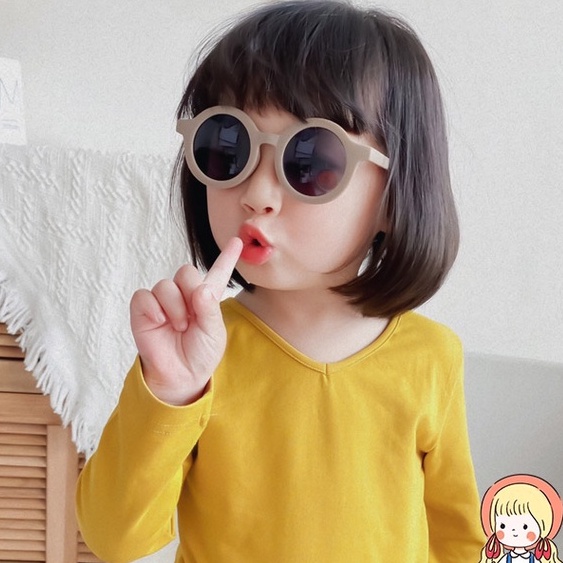 Kacamata Hitam UV400 Bentuk Bulat Gaya Retro Korea Untuk Anak